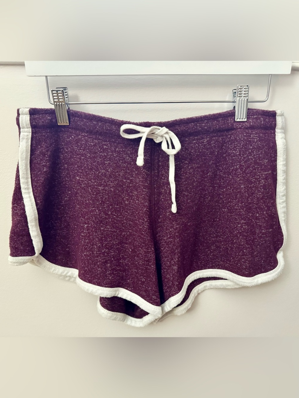 Aeropostale Maroon Knit Drawstring Shorts with White Trim Y2K Athletic Size L